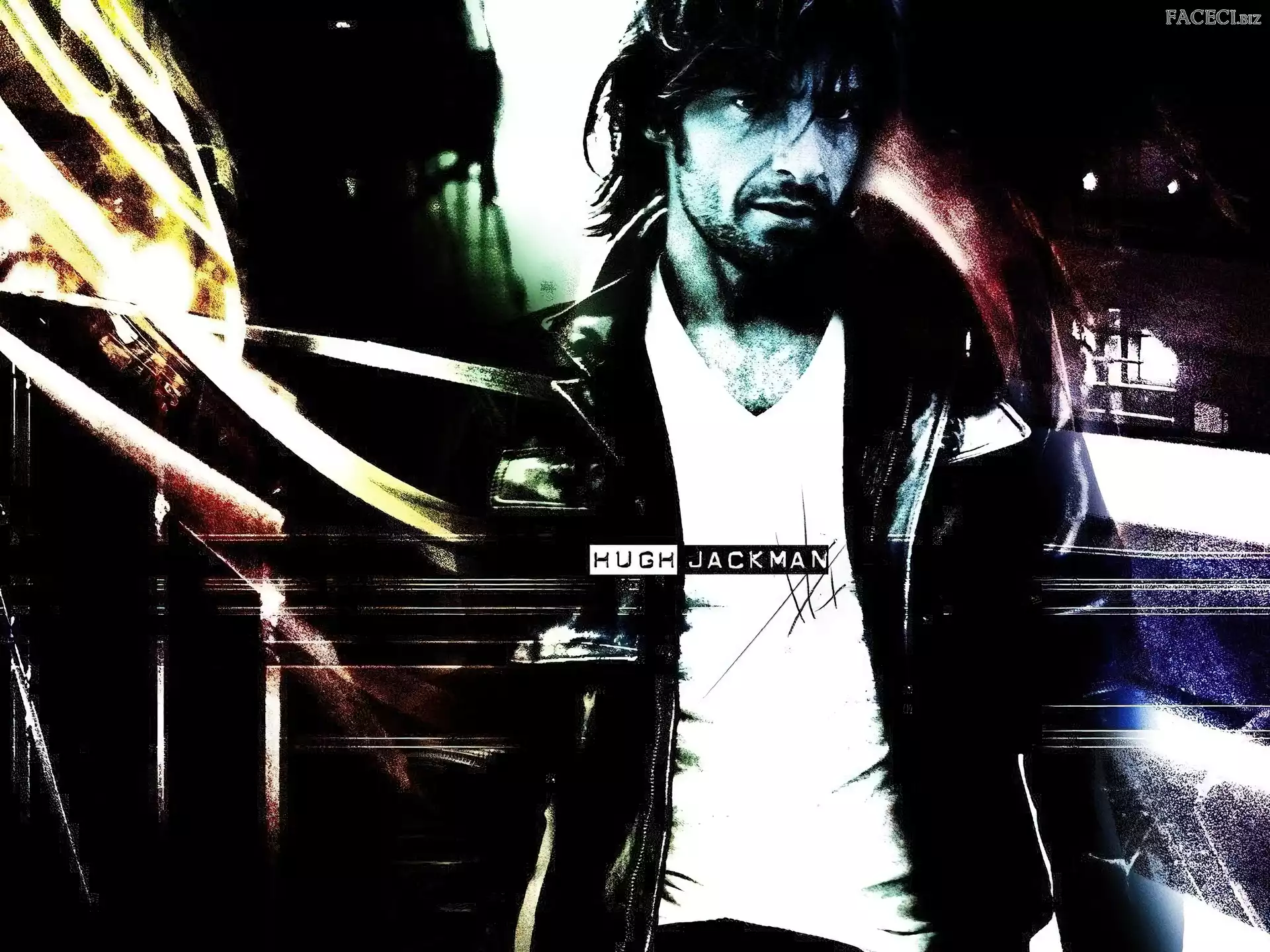 Hugh Jackman, czarna kurtka